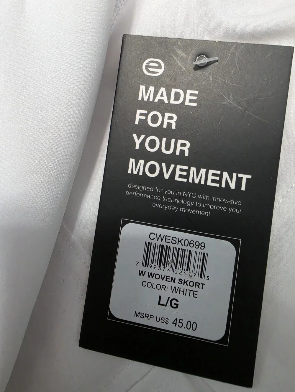 Etonic Athletic White Pleated Woven Skort Sz L